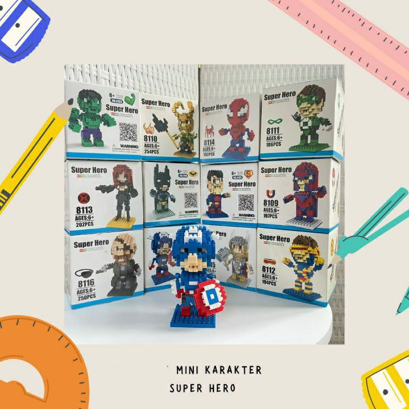 Nano Mini Block Karakter Super Hero Avenger Mainan Balok Mini