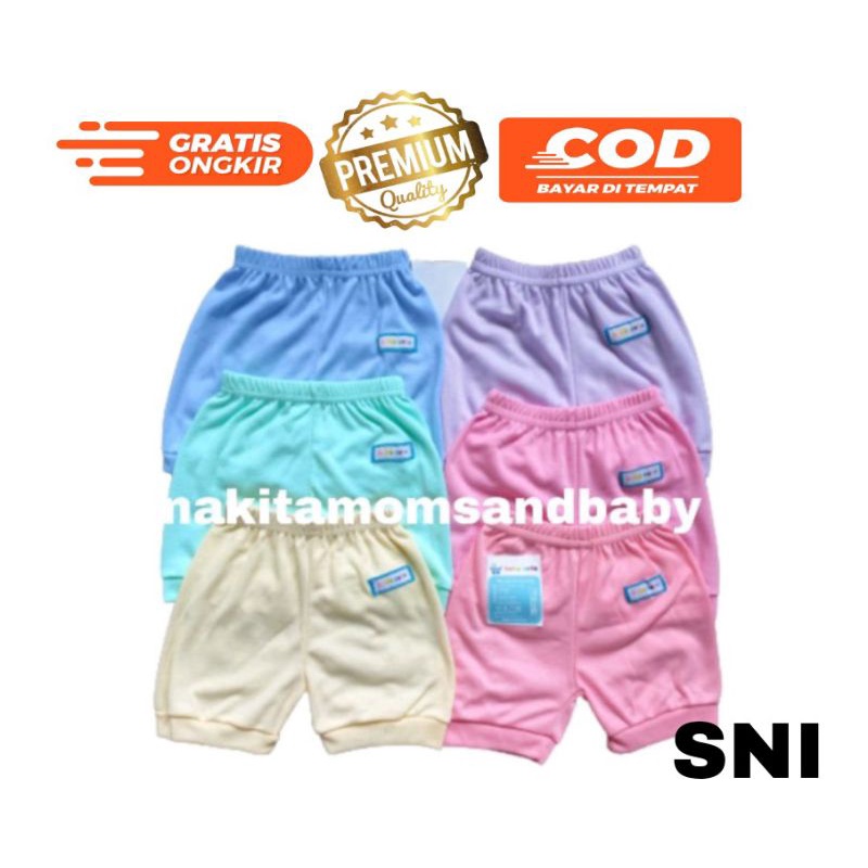 Celana pendek bayi polos 6-12bulan/jumbo per 3 pcs SNI promo 8.8