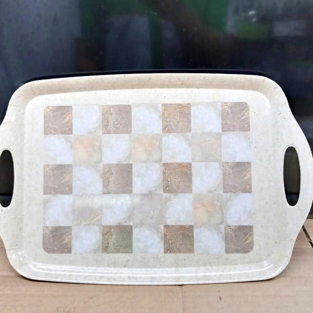Q➛ Nampan/Tray Melamine ONYX Motif Klasik ASC 05 White Handle (Model baru)