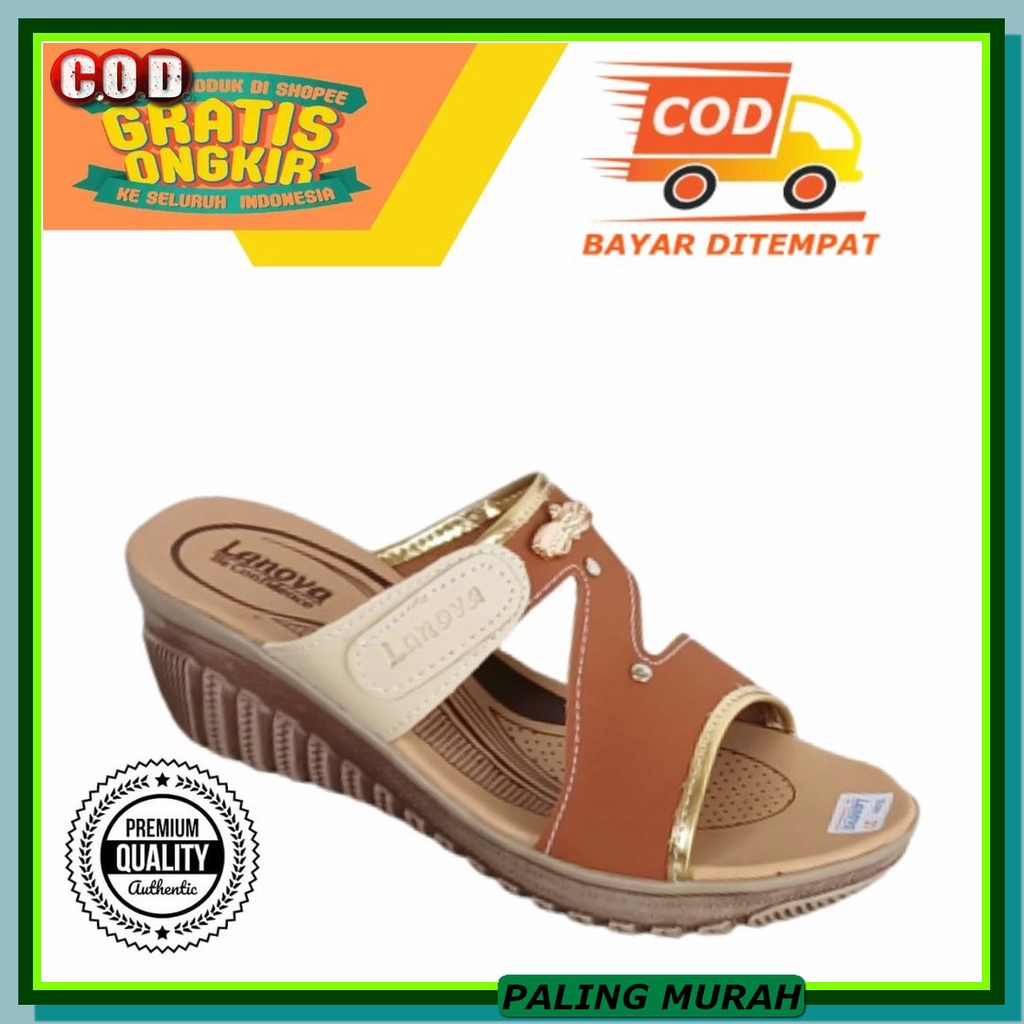 Wejes Wanita Elegan Sepatu Wejes Cewek Remaja Dewasa Sepatu Perem JV730 Wedges Sendal Slop Wanita Or