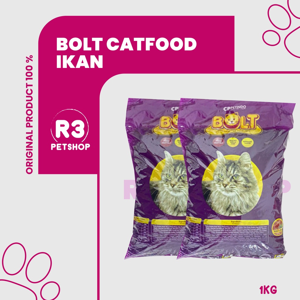 Makanan Kucing kering murah BOLT All varian 1kg