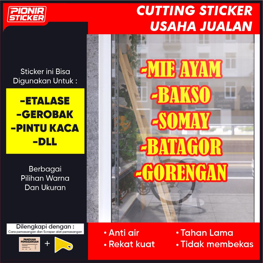 Stiker Kaca Usaha Jualan Cutting Sticker Huruf Etalse Tulisan Bebas Bebas Bisa Custom