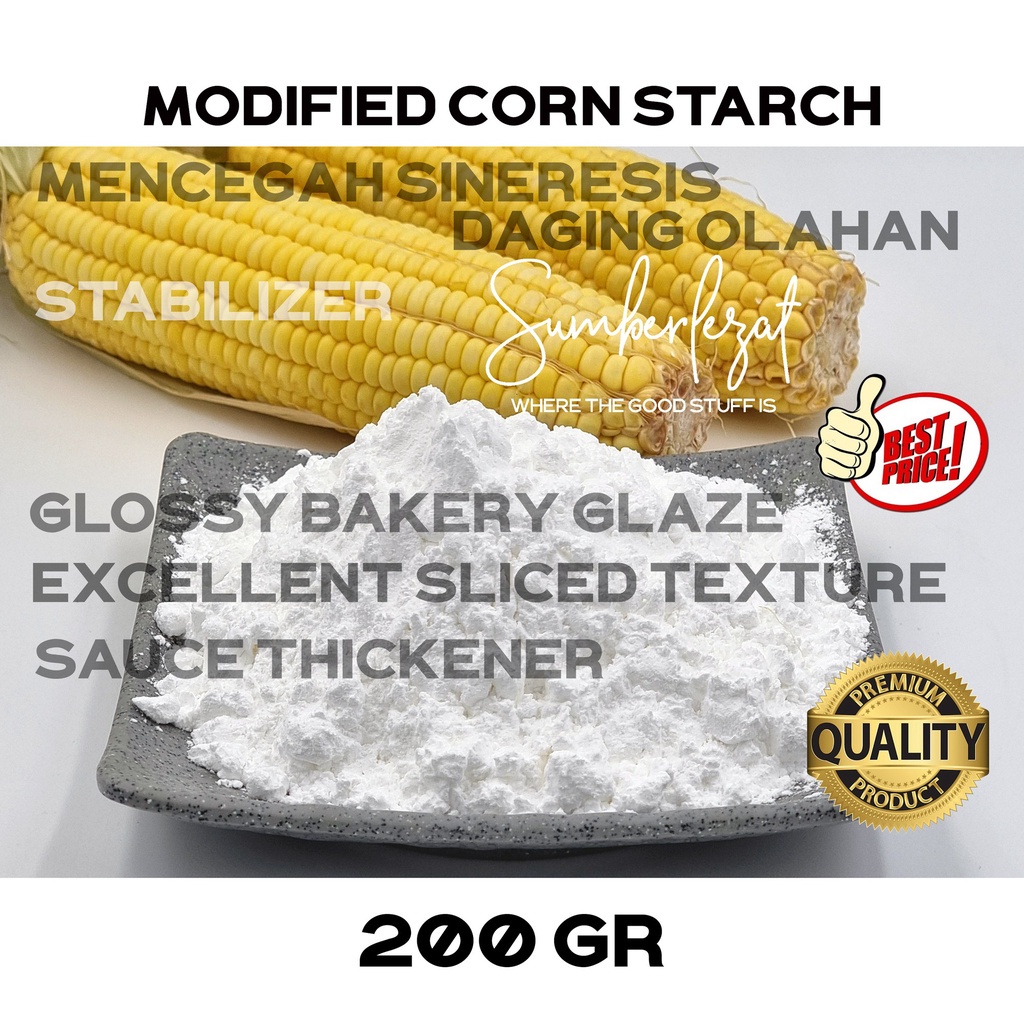 

200 gr - Tepung Modified CORN Starch buat Sosis Bakso Deli Ham Coldcut Glazing Thickener Saos
