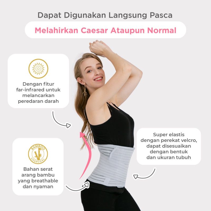 MOOIMOM Bamboo Postpartum Belly Band Korset Pelangsing Pasca Melahirkan Normal &amp; Caesar