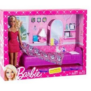 Barbie bed and doll bedroom gift set perlengkapan rumah barbie