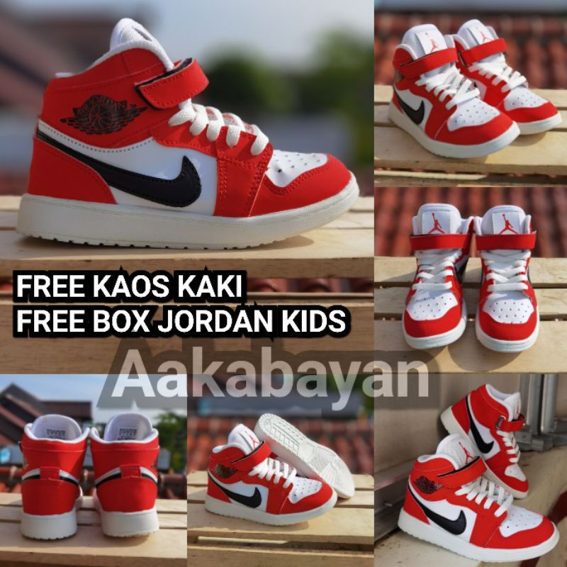 sepatu kids anak nike air jordan 1 high hi putih merah chicago ff free fire cewek cowok 21-35