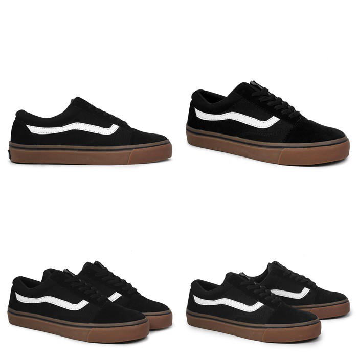 SEPATU VANS SNEAKERS MOTIF HITAM SOL GUM