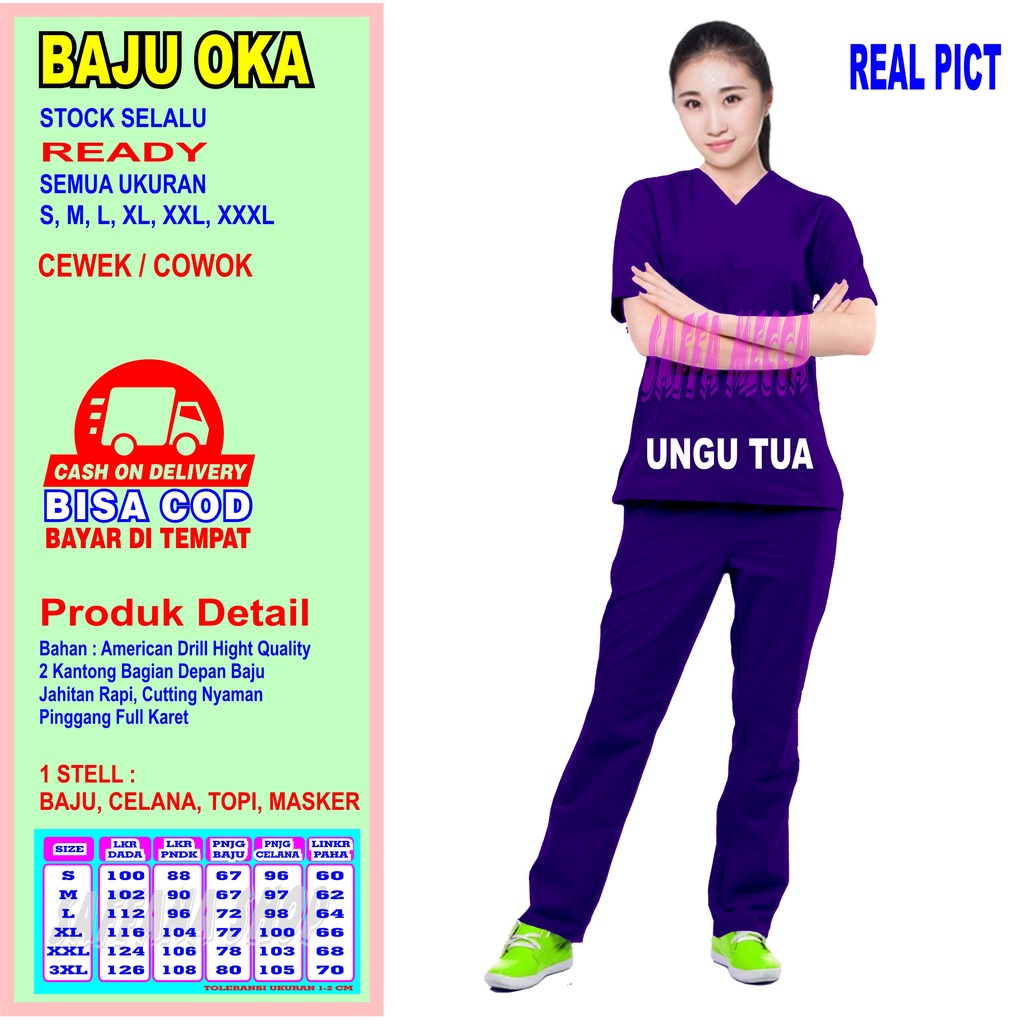 Scrub Perawat  Baju Oka COD  Scrub Baju Jaga  Baju OKA   Baju OK   Baju Perawat   Pria  Wanita Harga Murah Terbaru Lengan Pendek