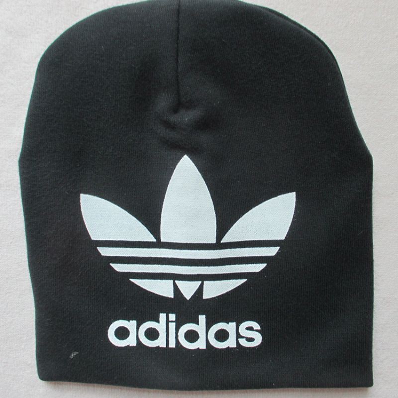 TOPI KUPLUK BAYI / TOPI ANAK UNISEX LUCU ( I LOVE MAMA / I LOVE PAPA )-Ad*das - HITAM