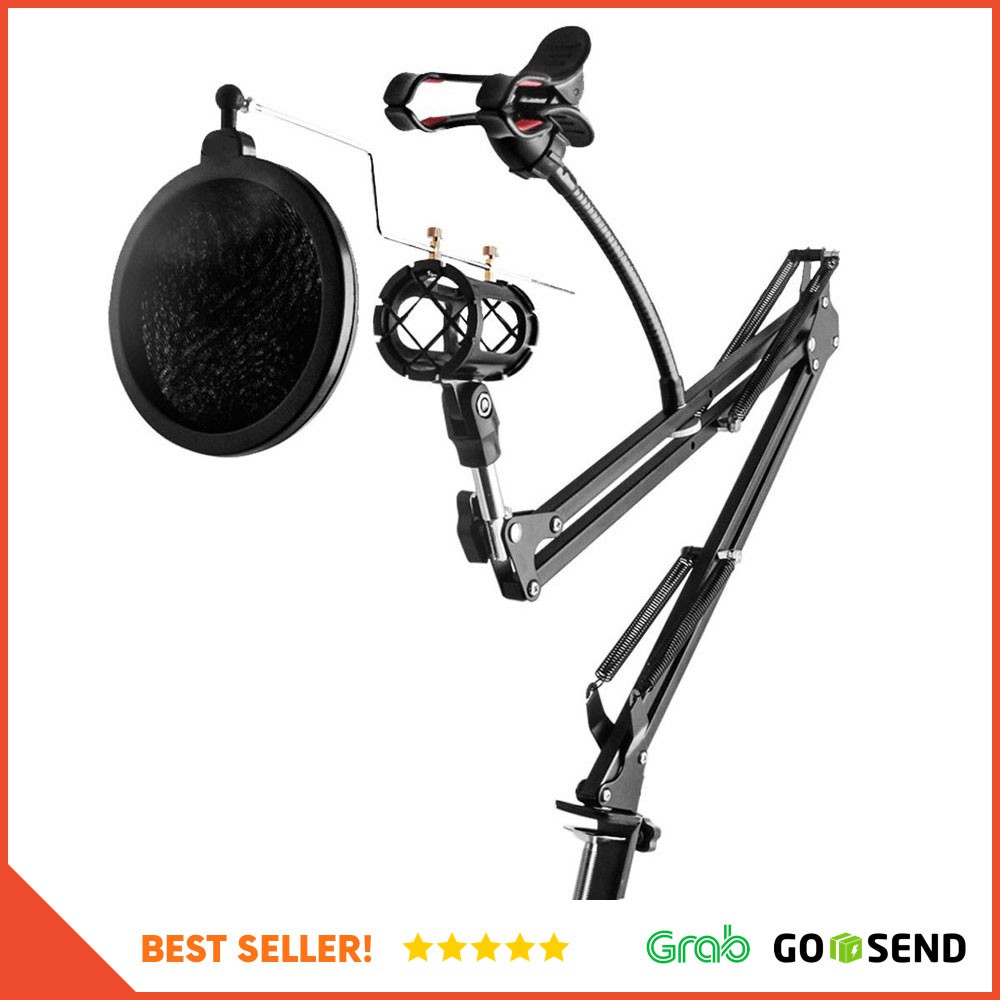 Condenser Microphone Stand Holder 360 Lazypod Clamp Professional Set - NB-35 - Black