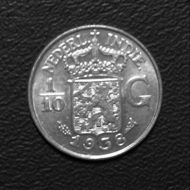 Koin Perak 1/10 Gulden Tahun 1938