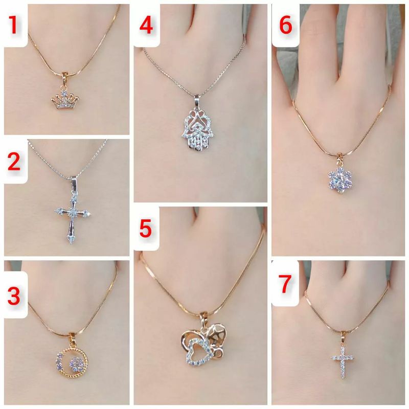 Kalung Titanium Wanita Anti Karat, Anti Alergi, MEWAH &amp; ELEGAN, Tahan Lama, Bahan Premium, Jamin 100% Kualitasnya, COD Gratis Ongkir, Liontin + Kalung Wanita, Pilih satu dari 7 variasi