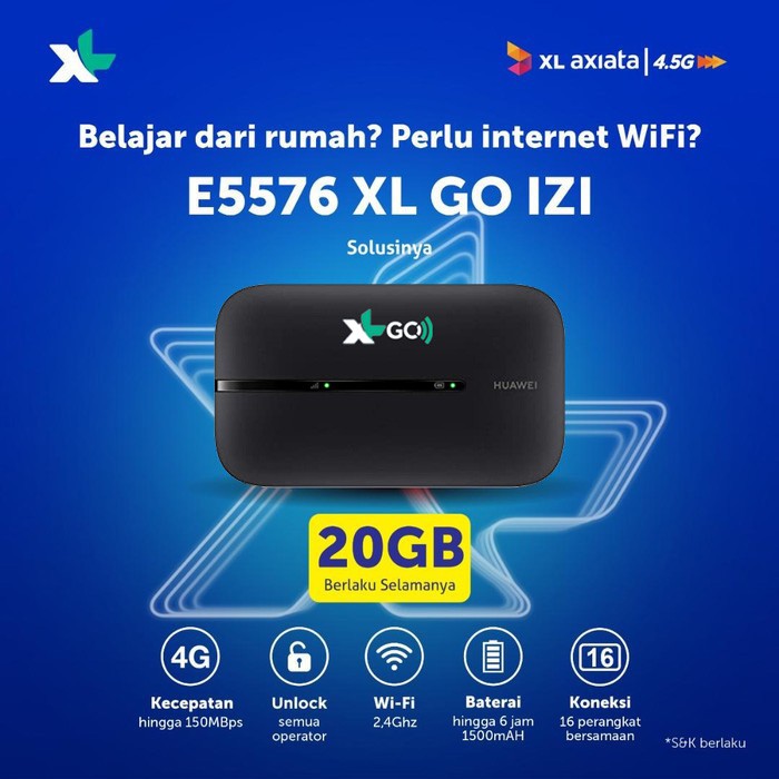 Mifi Router Modem Wifi 4G Huawei E5576 Telkomsel Unlocked Free 14Gb Penerus E5573