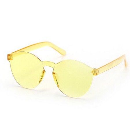 ✨Bayar di Tempat✨Kacamata Pria/Wanita-Jelly-Permen-Warna-Fashion-Tanpa Frame-Sunglasses-Murah-#10 Kuning