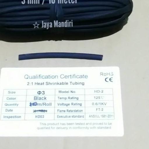 ◙ Isolasi bakar / selang bakar 3mm 10meter ✬