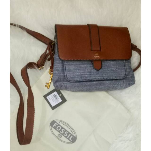 Tas Fossil original bag kinley cross body small two zipper