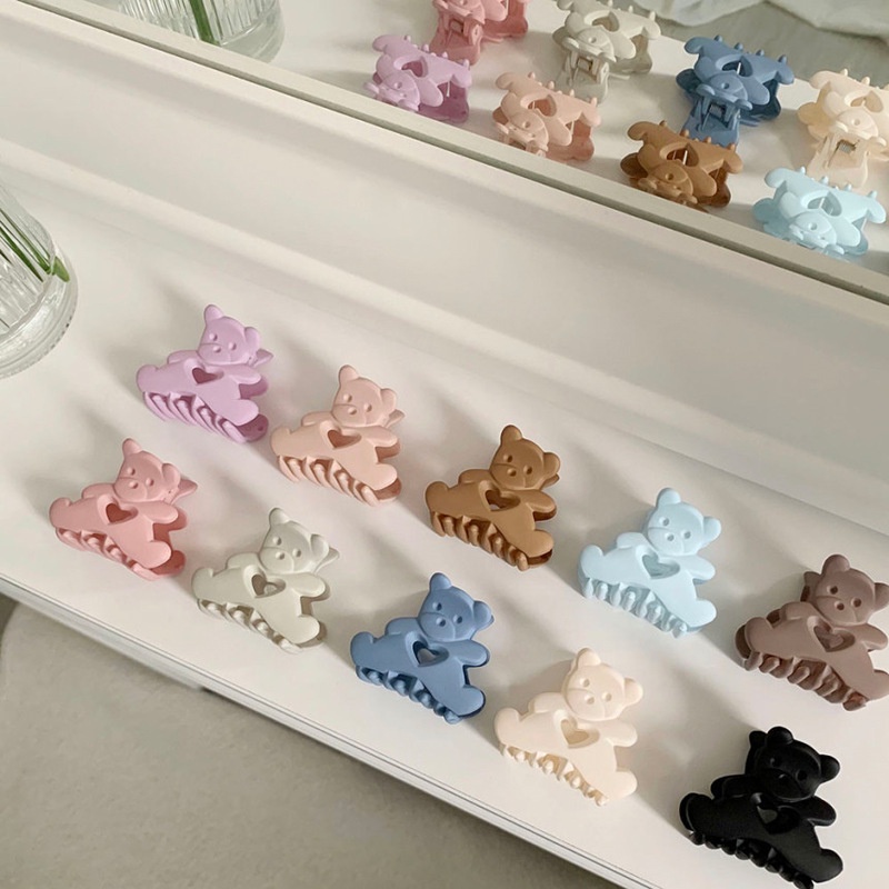 Korean Ins Style Solid Color Cartoon Bear Shaped Fashion All Match Hair Claw Clip for Women Ponytail Holder