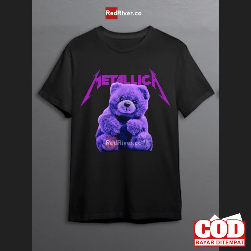 KAOS MOSCHINO METALLICA BEAR PURPLE T-SHIRT PRIA WANITA BISA COD