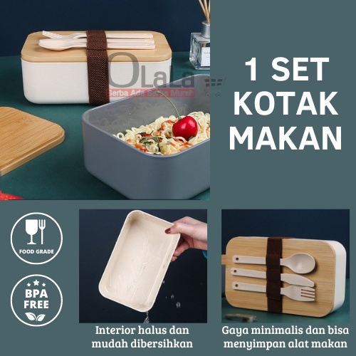 Bento Box Kotak Penyimpanan Makanan Bekal Lunch Box Kayu CH-4263