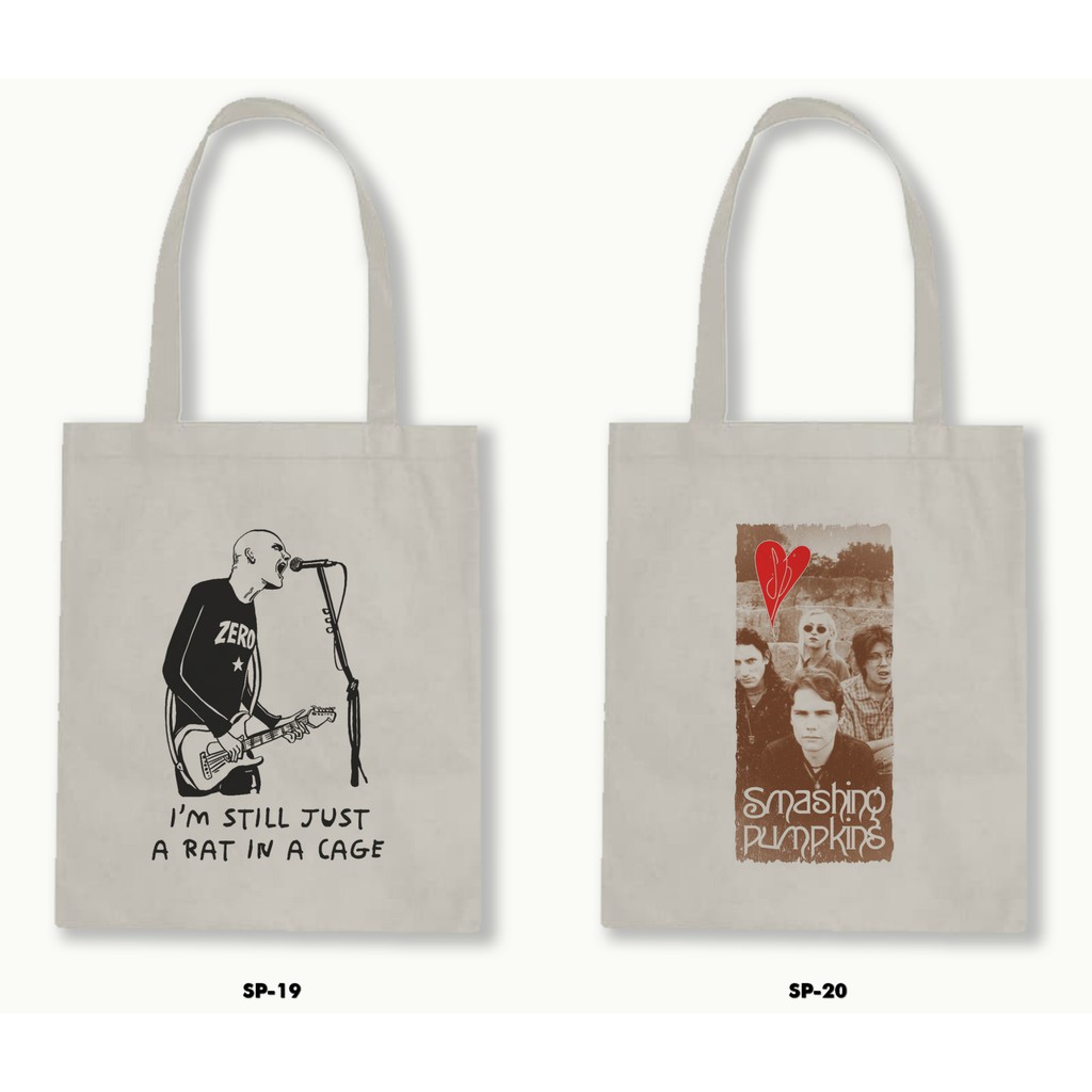 Tas Tote Bag Resleting Kanvas/Blacu  - Smashing Pumpkins .01