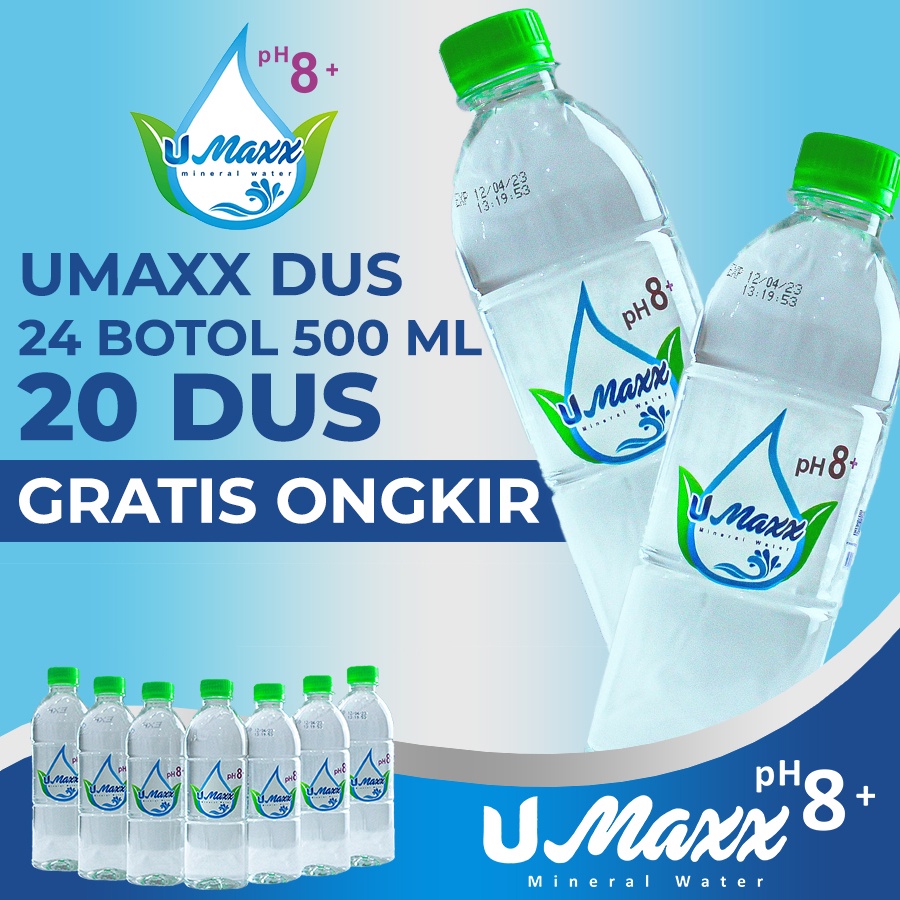 

Umaxx Mineral Water pH8+ Botol 500 ML 24Botol/Dos (20 Dus)