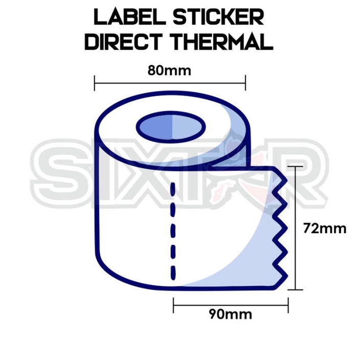 

Direct thermal Label Sticker 72x90x300 72x90 mm Isi 300 / 1 Line / Core 1.5 inch Barcode Stiker Resi Pengiriman