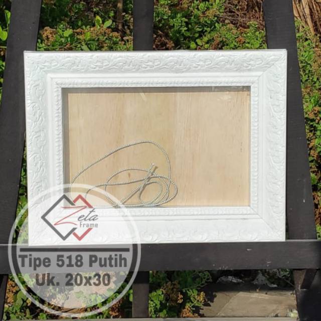 Tipe 518 - Pigura mahar ukir putih uk. 20x30 - pigora 3D - frame mahar