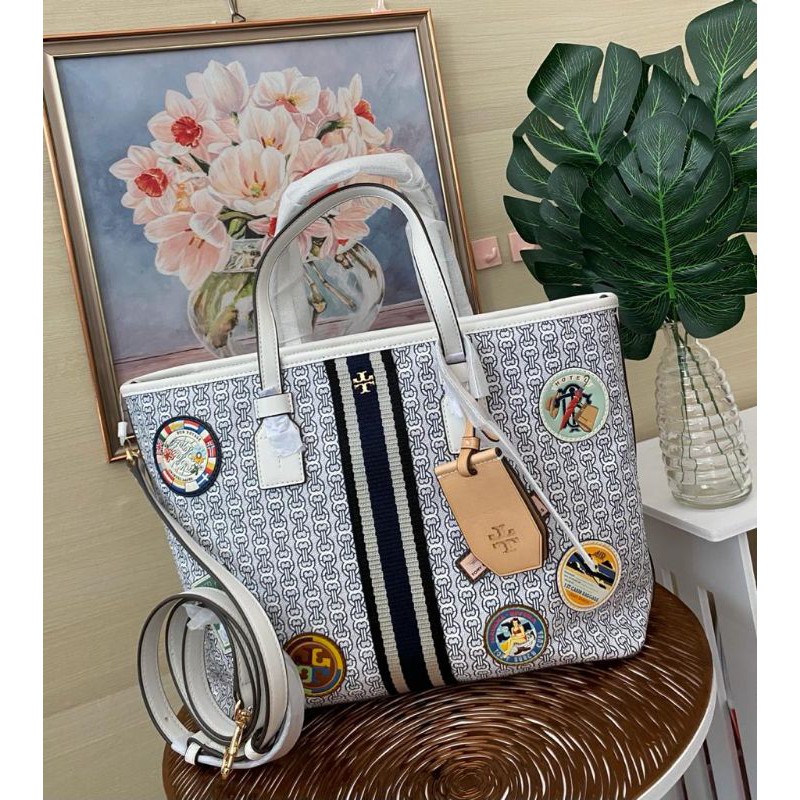 tory burch tote gemini link kanvas patches