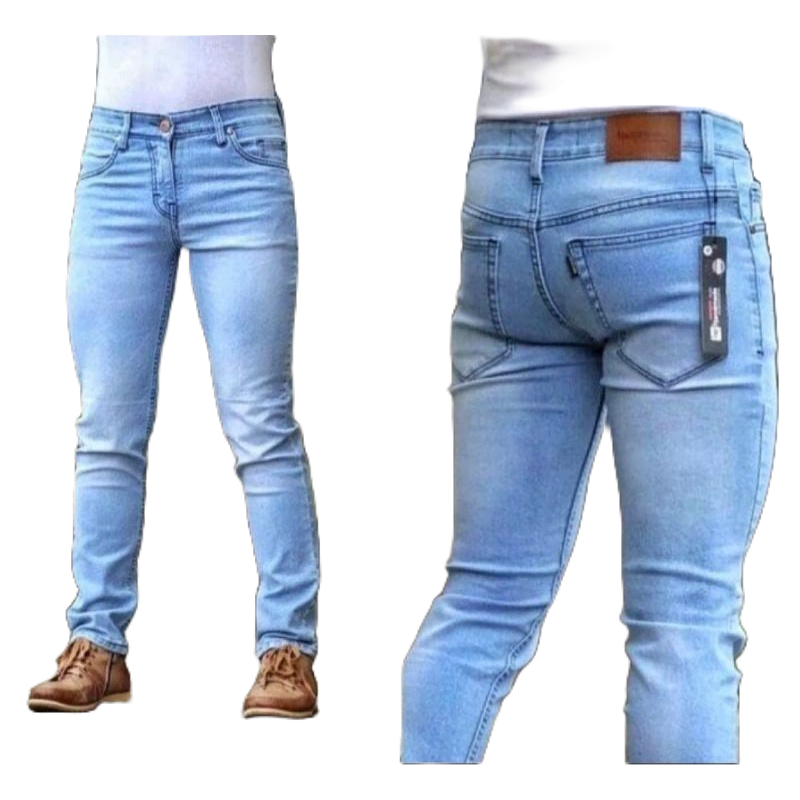 Celana Jeans Panjang Pria Laki Cowok Skinny Slimfit Biru Muda Tua Hitam Putih