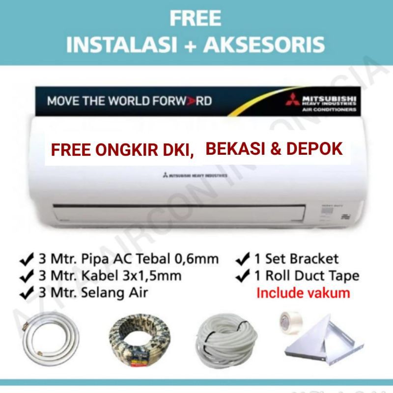 +PASANG AC Mitsubishi 1/2 PK SRK05CR-S3 Baru Free Pasang