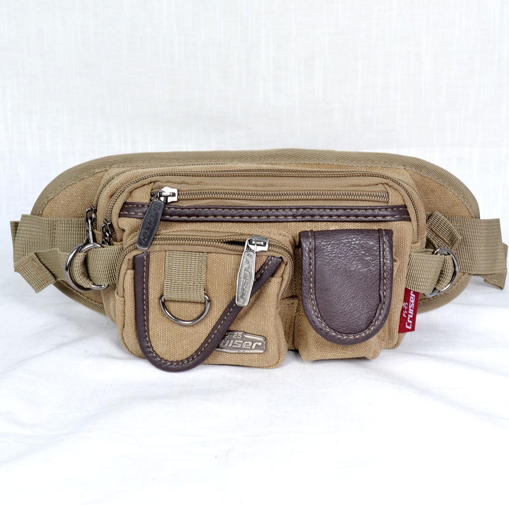 Waist Bag Pria Kanvas Kwalitas Import Cruiser 2 Kantong 7601-4