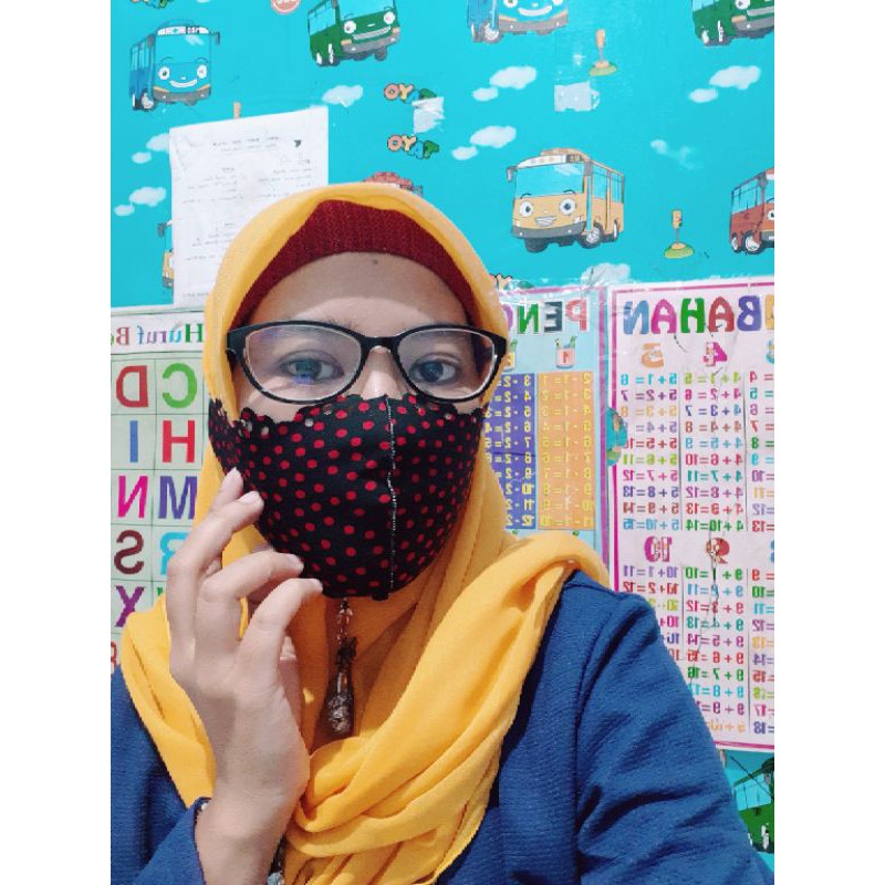 masker hijab instan motif polka beli 10 free 2