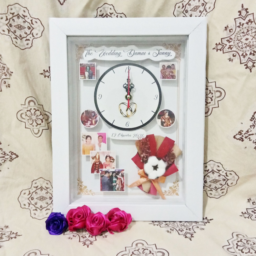 Kado Ulang Tahun Bingkai Foto 3D Jam Dinding Custom