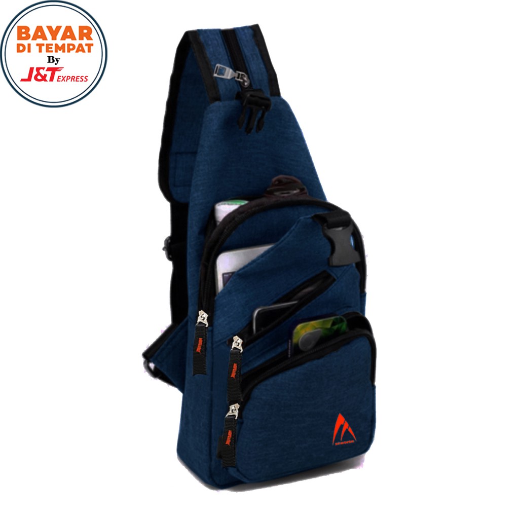 [JURAGAN TAS] Tas Pria Tas Wanita Mi011# Tas Slingbag Ransel Tali Satu Tas Selempang Ori - Blue
