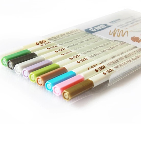 

kaligrafi-perlengkapan- sta metallic brush pen set 10clr -perlengkapan-kaligrafi.