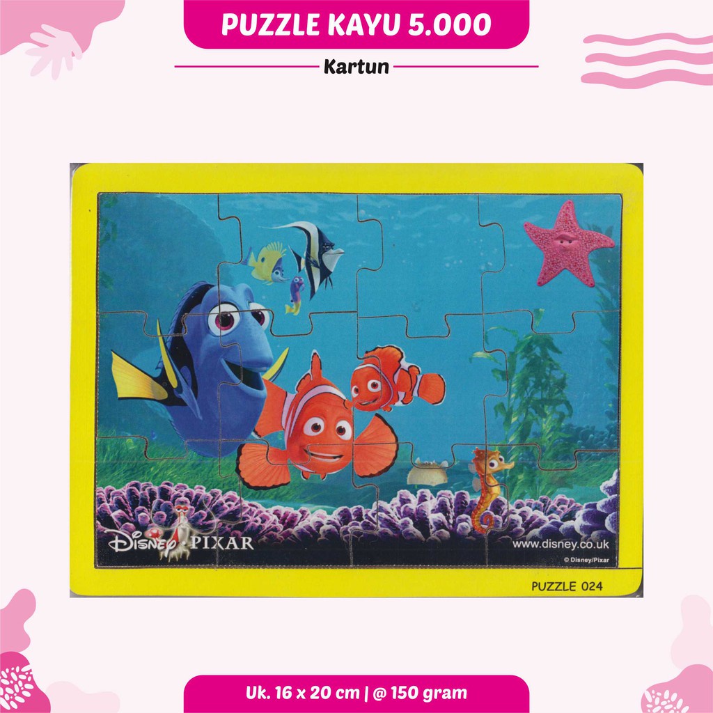 Mainan Edukasi Puzzle Kayu Puzzle Anak Kartun Finding Nemo Doraemon Ultraman     - EAX