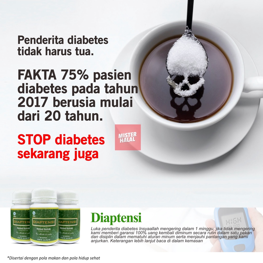 Diaptensi Obat Diabetes dan Hipertensi Suplemen Herbal Kesehatan Gula Darah Kencing Manis Luka Basah Perbaikan Pangkreas Gula Darah Stabil