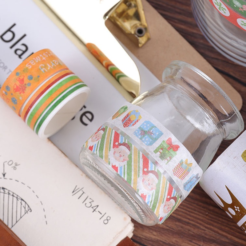 Zzz 24 Roll Stiker Washi Tape Motif Natal / Santa / Kepingan Salju Untuk Dekorasi DIY