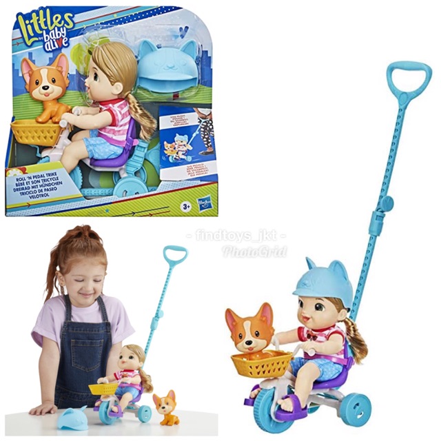 Baby Alive Littles Roll n Pedal Trike original Hasbro mainan boneka bayi dorong