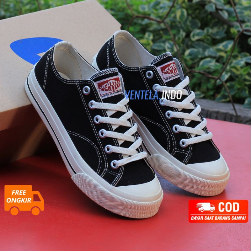 Sepatu Ventela Basic Low Black Natural / All Black / Black White Original-BLACK NATURAL