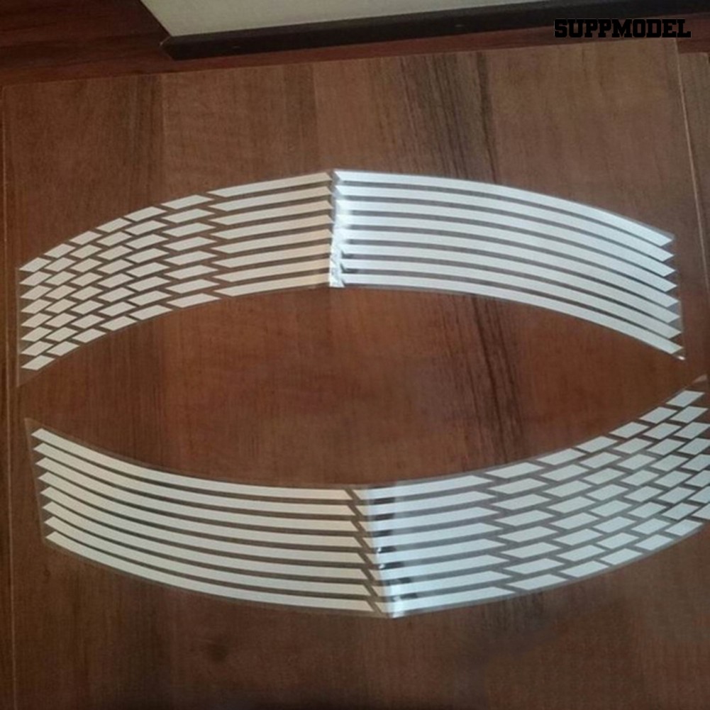 Supmodel 16pcs Stiker Strip Reflektif Untuk Dekorasi Velg Sepeda Motor Mobil