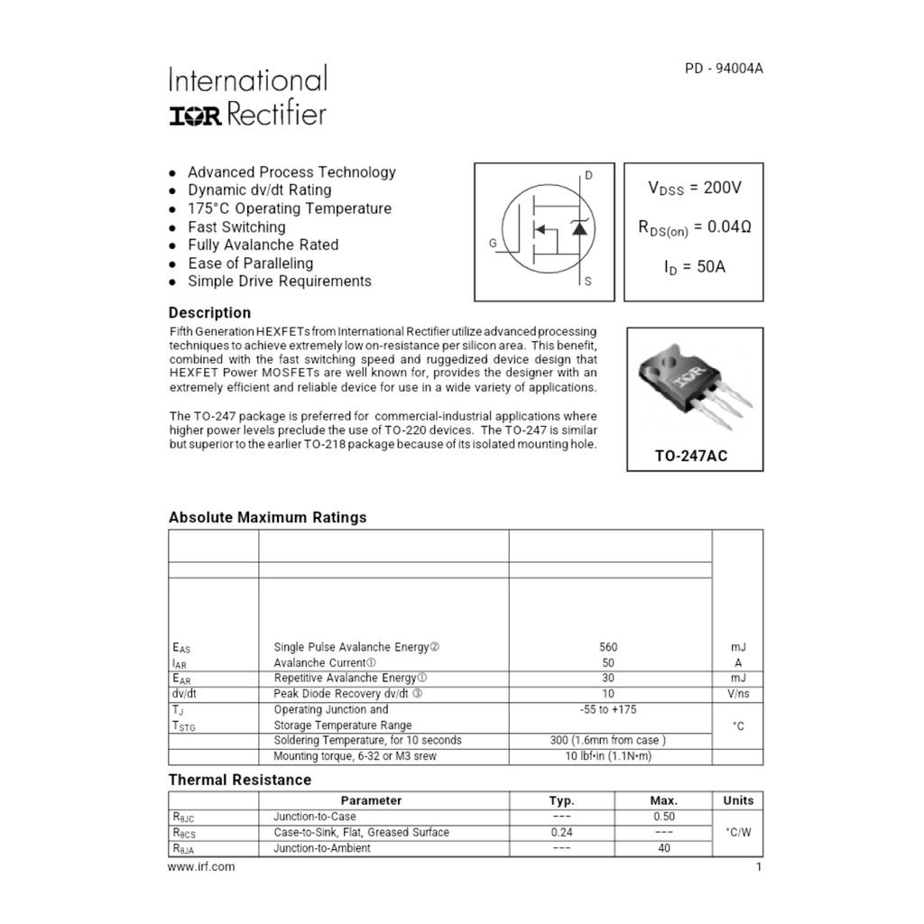 Mosfet IRFP260N IRF P 260N