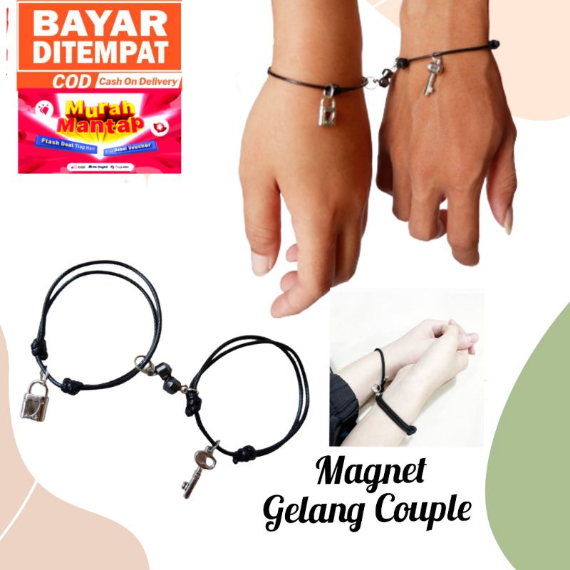 ✅COD Gelang Couple Magnet Tali korea Gembok kunci / Gelang Pasangan / Gelang Persahabatan &  Gelang 