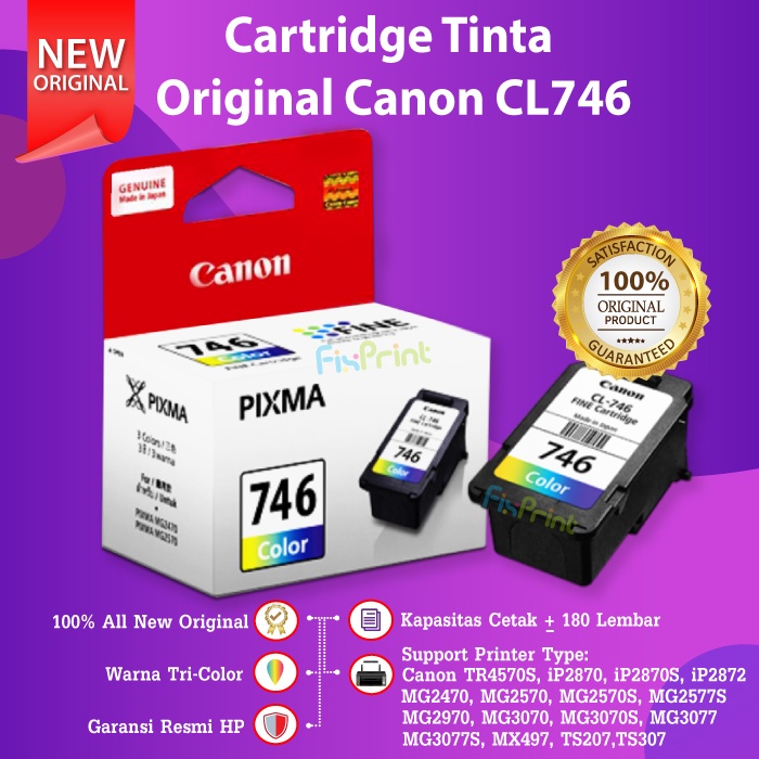 Cartridge Canon CL746 Small CL746s 746s Color Tinta Printer MG2570s Mg2577s TS307 TR4570s MG3070s MX497