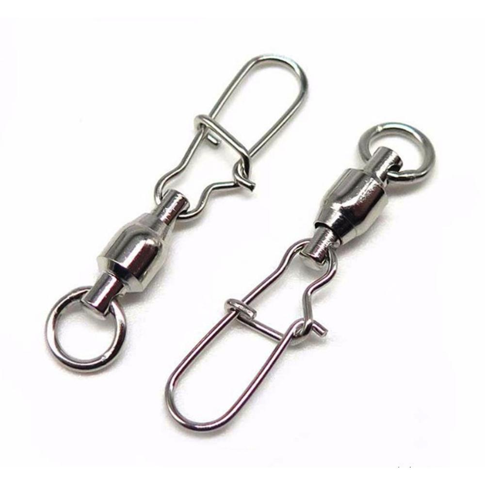 QUINTON Ball Bearing Tahan Lama 10pcs Tahan Korosi Kekuatan Tinggi Lure Hook Rolling Swivel Link Interlock Snap