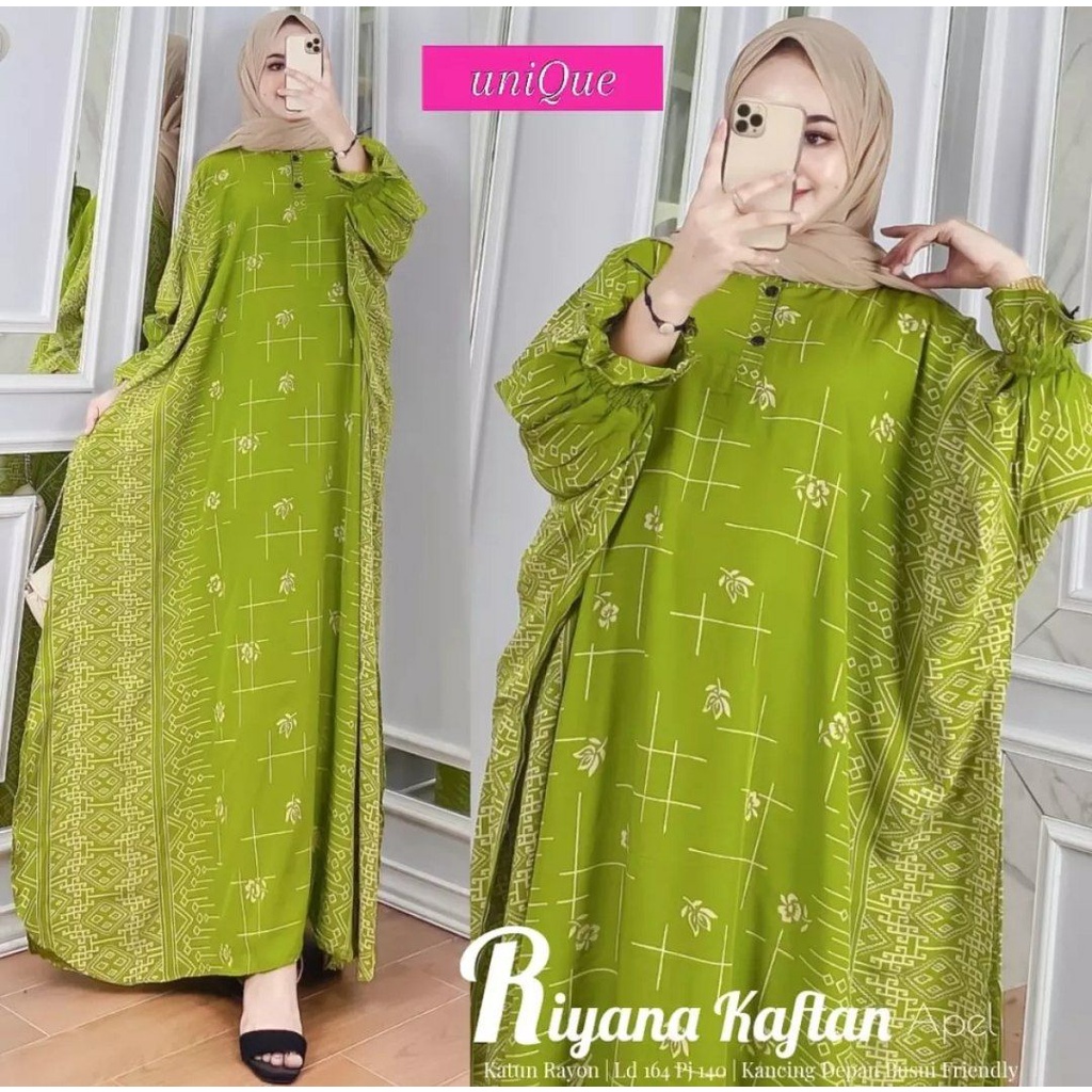 Gamis Rayon Kaftan Wanita jumbo / Riyana Kaftan Motif Garis-garis Size Jumbo Resleting Busui / Gamis Arabian