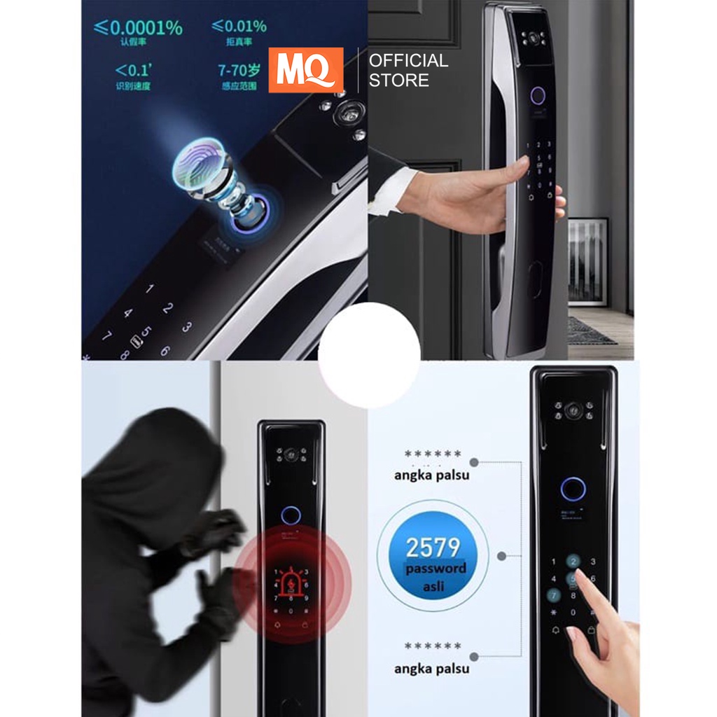 MQ  Smart Door Lock Door Lock Handle Fingerprint Waterprof - Kunci Pintu Digital