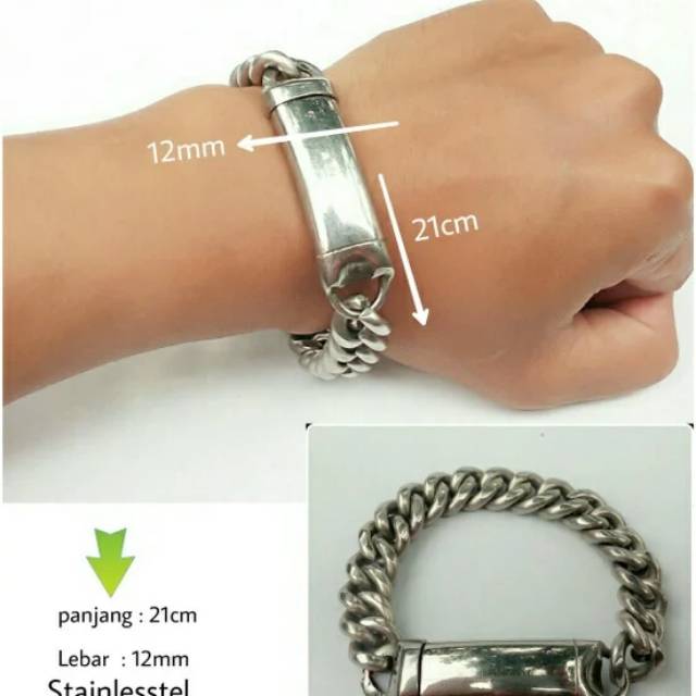 GELANG PRIA RANTAI SLOT MONEL STAINLESS STEEL