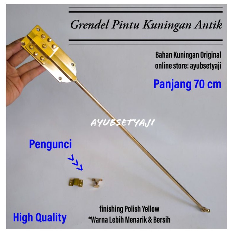 Grendel Batavia 70cm Kuningan Polish Yellow pengaman pintu panjang 70 cm slot atas bawah gembok pint