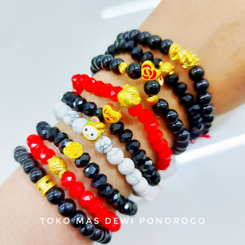 Dewi Ponorogo TOKO DEWI GELANG BEADS CHARM Emas Asli Kadar 999.9 (24k) Yellow Gold